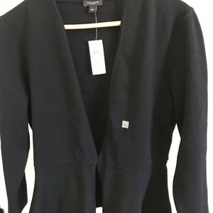 NWT Ann Taylor Cardigan Sweater Black Peplum Large